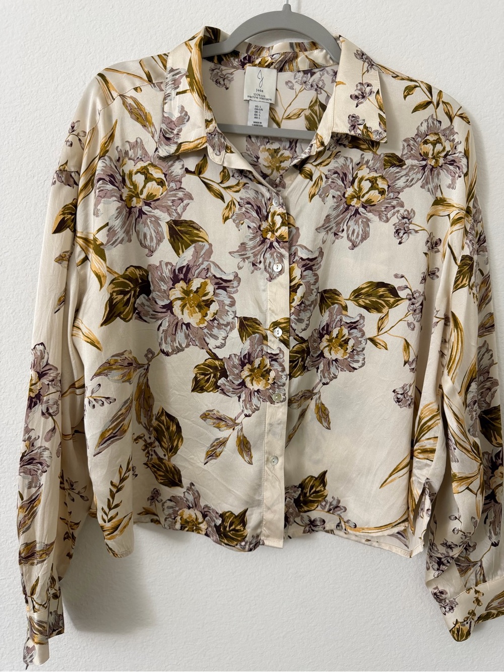 Joie silk Cream Floral Button-Up Shirt
